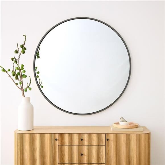 West Elm Other - NEW West Elm Black Circle Round Matte Framed Boho Wall Entry Mirror - 24" x 24"